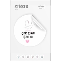 Içinde Çok Şirin Şeyler Var Etiketi 96 Adet 3x3cm Çok Renkli