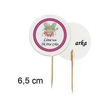 20 Adet Kişiye Özel Renkli Melek Kanatlı Diş Buğdayı Kürdanı 6,5 Cm - Toothpick