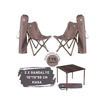 Bag The Joy Ahşap Masa Sandalye Seti Antrasit-Koyu Gri-70 70 55cm Kahverengi