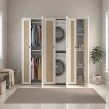 Kenzlife Çamaşır-kurutma Makinesi Dolabı Ve Giysi Dolabı Suyuti Sağ Mat Beyaz 180 170 60 Hazeran Kare Kapak Mdf Gövde