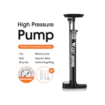 Suofeng West Bıkıng 140psı Yüksek Basınçlı Fren Çevresi, Bisiklet-elektrikli Araba Topu İçin Dikey Pompa, Manometreli, T Tipi Kolu, Katlanabilir Taban, Amerikan-fransız Valfi Gümüş