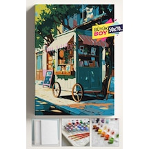Sayılarla Boyama Seti Numaralı Tuval Fırça Boya Dahil Kasnaklı Set 50x70 Cm - Sokak Satıcısı