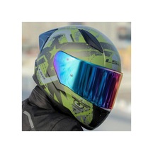 Ls2 Rapid 2 Thunder Birds Full Face Motosiklet Kaskı Gökkuşağı Vizörlü Mat Yeşil - Siyah