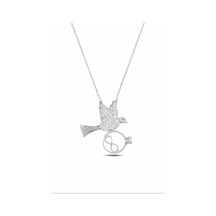 Çekirdekjewelry 925 Ayar Gümüş Güvercin Sonsuzluk Kolye Rodyum Kaplama Zirkon Taşlı Şık Tasarım Gri