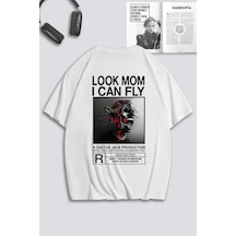Unisex Kadın Erkek Travis Scott Dark Skeletion Özel Tasarım Baskılı Oversize T-shirt Beyaz Mck0077 Beyaz