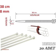 20 Adet Pemsan 38Cm X 8Mm Plastik Cırt Kelepçe Beyaz