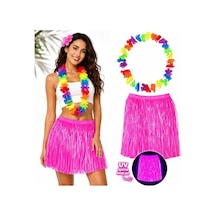Neon Pembe Hawaii Etek 40 Cm Ve Rengarenk Hawaii Kolye Evimdeyokyok