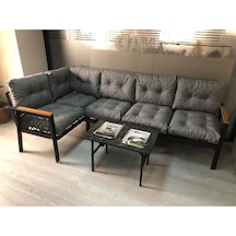 Miami Melisa 3+2 Köşe Yön Değiştirilebilir Koltuk Takımı Balkon-bahçe-kafe Mermerdesen 70x50cm Sehpa Gri