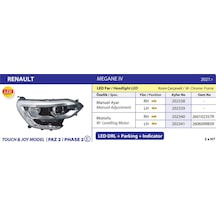 Renault On Far Sag Megane Iv Touch/joy Model Faz 2 Ledli Krom Cerceveli 21 Motorlu - Ayfar 202340
