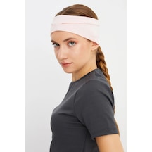 Kadın Çift Taraflı Kullanım Alternatifli Pamuklu Penye Kaymaz Hafif Spor Saç Bandı Bandana - Tek Ebat / Pudra Pudra