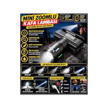 Mini Zoomlu Şarjlı Led Kafa Feneri Güçlü Beyaz Işıklı Ayarlanabilir Odaklı Usb Şarjlı Kamp Ve
