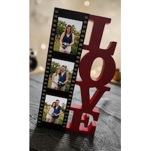 Kişiye Özel Fotoğraflı Love Stand - 3d Yazıcı Baskı Film Şeridi Tasarımlı Dekoratif Hediye