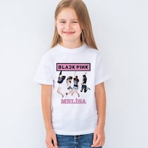 Isme Özel Blackpink Baskılı Unisex Çocuk Tişört T-Shirt Mr-08 Beyaz