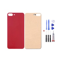 Apple Uyumlu iPhone 8 Plus Kırmızı Arka Cam Kapak Pil Kapağı Tamir Set B7000 Set Kırmızı