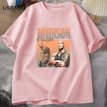 Flood Of Style Dwayne Johnson Kaya Sert T-shirt Erkekler Yaz Giysileri Harajuku Erkekler Kısa Kollu Erkek T- Pembe