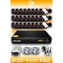 Elitcam 24 Kameralı Panda 24 Dış Kamera Set HDD'siz Full HD Gece Görüşlü Güvenlik Kamerası Sistemi
