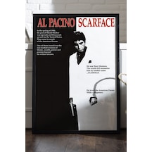 Scarface Siyah Ahşap Çerçeveli Poster, Dekoratif Film Duvar Tablosu