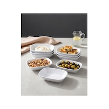 6 Adet Kırılmaz Melamin Kare Çerezlik Ve Meze Tabağı 20 X 14,5 Cm - Beyaz Beyaz