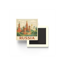 Rusya - Russia - Paper Cut Art - Baskılı Buzdolap Magneti Kare - 9x9 Cm