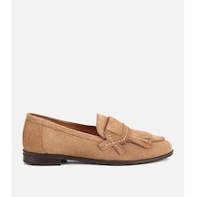 Hotiç Kadın Süet Deri Vizon Püskül Detaylı Klasik Loafer