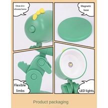 Metabagua Led Gece Işıkları Karikatür Hayvan Katlanır Masa Lambası Sevimli Evcil Hayvan Şeklinde Göz Koruma Lambası, Yeşil Pqoh0y Beyaz