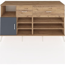 Kronos Konsol 6 Raflı 2 Çekmeceli Tek Kapaklı 176x59x99 Çam-antr Çam-antrasit/çam