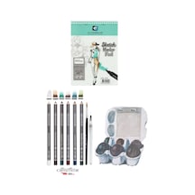 Alex Marker Eskiz Defteri 200gr A5 40yp Cretacolor 6'lı Aquarell Sulandırılabilir Fırçalı Eskiz Set