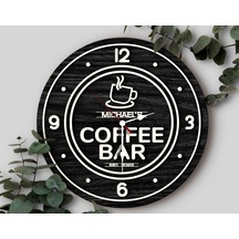 Bk Gift Kafelere Özel Dekoratif Siyah Ahşap Duvar Saati 35cm-5 , Bar Duvar Saati , Cafe Duvar Saati , Özel Ahşap Saat Kobitmeyen138363 Bk Gift