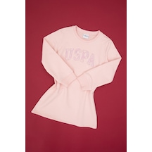 U.S. Polo Assn. Kız Çocuk Toz Pembe Payet İşlemeli Sweat Örme Elbise 50315624-VR050