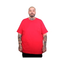 Mode Xl Büyük Beden Erkek Basic Bisiklet Yaka T-shirt 20031 Kırmızı Kırmızı