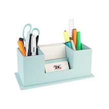 Masaüstü Deri Organizer Kalemlik 4 Gözlü Desktop Organizer Rainbow Vegan 10x12x25 Cm. Su Yeşili Genel