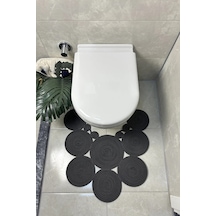 Buççin Online Mağaza Antrasit Jüt, Hasır, Paspas, Banyo Paspası, Klozet Önü Paspası, Klozet Paspas, Çift Taraflı Jüt Gri Çok Renkli