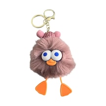 Peluş Ördek Anahtarlık Ve Çanta Aksesuarı - Mor Beyaz Beyaz