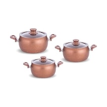 FMS G5012 Mina 6 Parça Granit Güveç Set Bakalit Sap Bakır