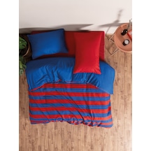 Cozy Home Popping Colors Çift Kişilik Lastikli Çarşaflı Nevresim Takımı Blaze Kırmızı Kırmızı - Mavi