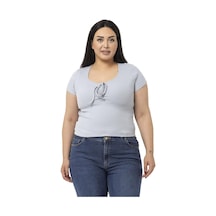 Disentis Büyük Beden Yarım Kollu Göğüste Bağcık Detaylı Kaşkorse Gri Body-gri Gri