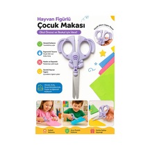 Hayvan Figürlü Makas 1 Adet Bubu Küt Uç Korumalı Okul Makası Çocuk Kağıt Makası Okul Öncesi Kreş Ana Sınıfı