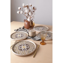 Keramika Timeless Brown Stackable Servis Tabağı 27 Cm 4 Adet 21973 Krem