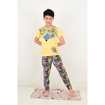 Vitmo erkek çocuk kısa kollu pijama takımı wow model sarı