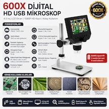 600x Dijital 4.3 İnç Lcd Ekranlı Hd Usb Mikroskop Elektronik, Takı Ve Eğitim İçin