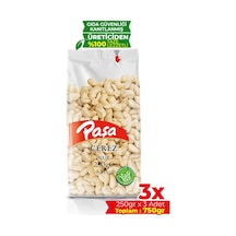 Paşa Kuruyemiş Çiğ Kaju Fıstığı Şeffaf Paket 3 x 250 G