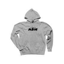 KTM Motorcycle Black Logo Gri Kapşonlu Sweatshirt Hoodie Siyah