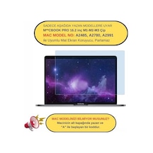 Macbook Pro 16.2 İnç M2 M3 M4 Uyumlu Anti Blueray Ekran Koruyucu Mavi Mor Işık Filtresi Göz Yormayan Retina Net Görüntü Touch Id Şeffaf