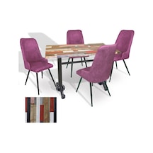 Çipa - Çırağan Mutfak Masa Takımı - 70x120 Werzalit, Wermodin Ve Allzalit Tabla - Red Wood - Mor Çok Renkli