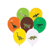 Balonevi Balon 4+1 Vahşi Jurassik Parti Baskılı 12" Past Çok Renkli