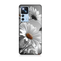 Xiaomi Mi 12t Pro Uyumlu Beyaz Papatyalar Desenli Silikon Kılıf