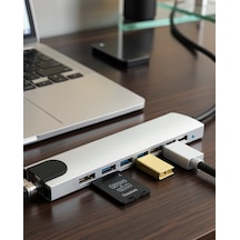 Usb C Çoklu Port Adaptör Hdmı Usb Ethernet Sd Kart Hub Uczzz Apple MacBook Uyumlu dönüştürücü-2