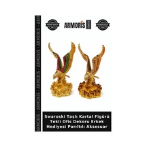 Swaroski Taşlı Kartal Figürü Tekli Ofis Dekoru Erkek Hediyesi Parıltılı Aksesuar