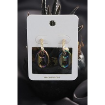 Renkli Hematit Taşlı Küpe Seti Çok Renkli