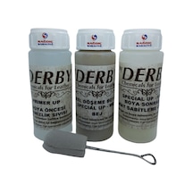 3'lü Derby Bej Deri Oto Direksiyon Döşeme Boyama  Seti